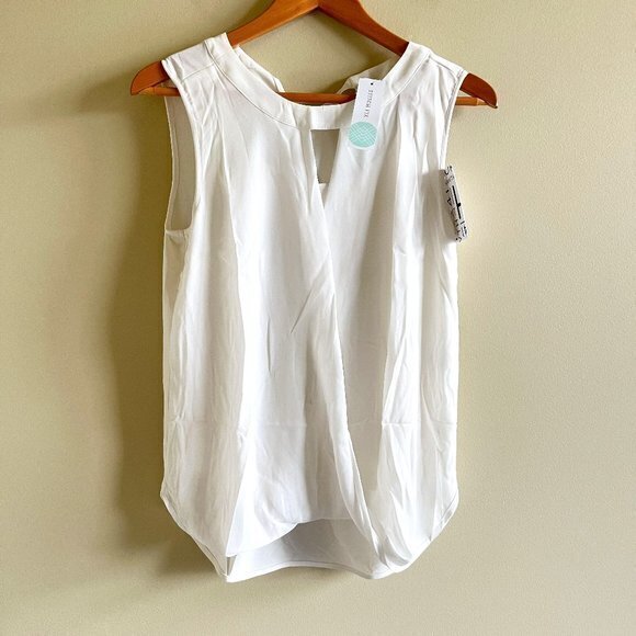 NEW 41 Hawthorn Clearwater Mixed Material Blouse White Size S Office Neutral TOP - Picture 1 of 5